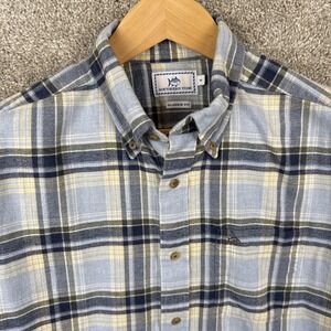 Southern Tide Button Down Flannel Shirt Men's Medium‎ Classic Fit Blue Plaid
